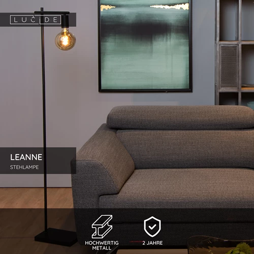 Lucide LEANNE - Stehlampe - 1xE27 - Schwarz - USP